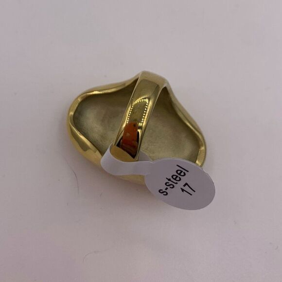 Ring, gold stainless steel, sz 7, new with tags, lge minimalist geometric - Picture 4 of 17